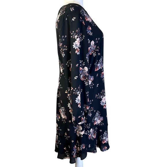 LOFT Black Floral Long Sleeve Dress Plus Size 18 - Picture 7 of 13